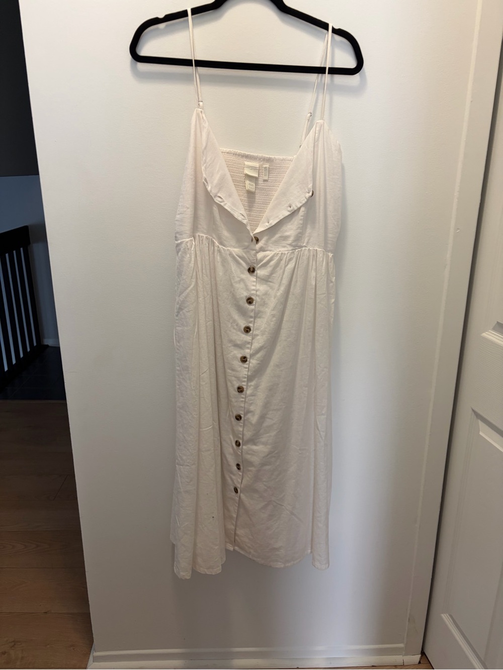H&M Cream Button-Front Midi Sundress